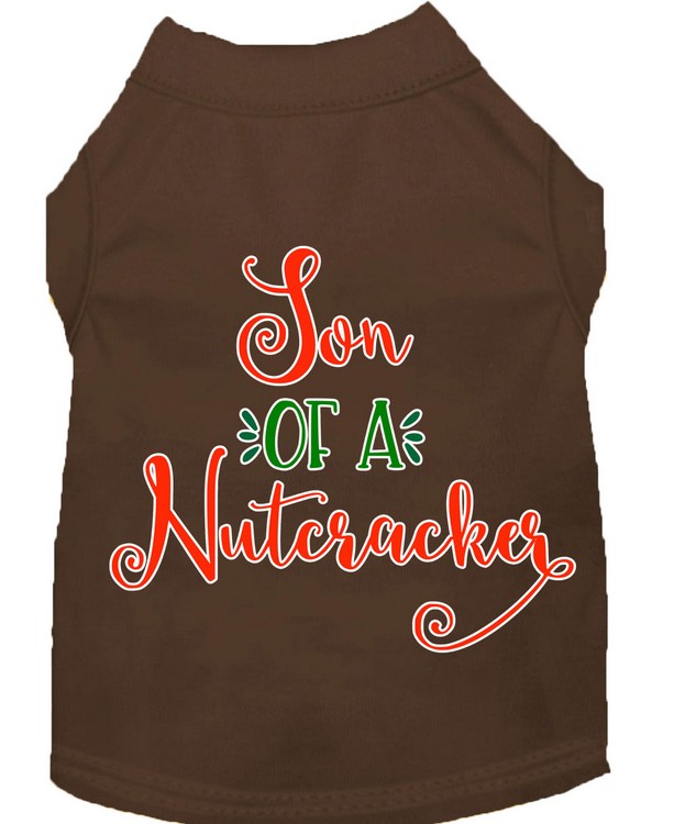 Son of a Nutcracker Screen Print Dog Shirt Brown Med